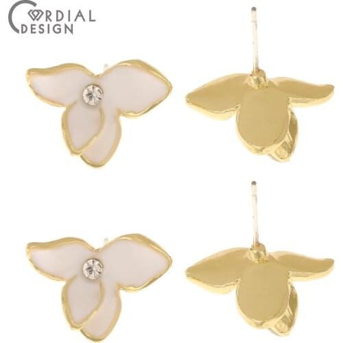 Cordial Design 100Pcs 14*19MM Jewelry Accessories/Flower Shape/Earrings Stud/Paint Effect/DIY Making/Jewelry Findings Components