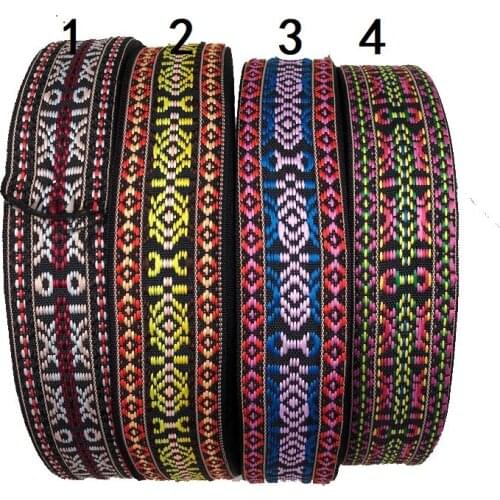 Wide 4cm 50yards/lot Polyester Woven Jacquard Ribbon Geometric national style for hat curtain and clothing accessory LS-5361