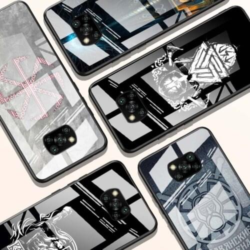 Slavic Viking symbol Kolovrat for Xiaomi POCO X3 NFC F3 M2 X2 F2 Redmi K30 Redmi Note 9 Pro Luxury Tempered Glass Phone Case