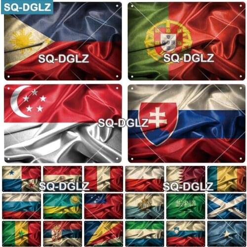 [SQ-DGLZ]P-S Country Flag Metal Sign Vintage Plaque National Plate Decor For Pub Bar Wall Decor Tin Sign Travel Poster Custom