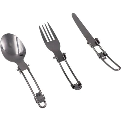 Stainless steel cutlery tableware flatware fold knife spoon set combo Picnic camp Spork fork long cookware utensil backpack