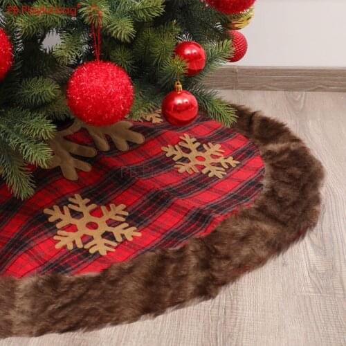 Playful bag Christmas ornaments Christmas Tree Skirt snowflake Plaid Tree Skirt New Year decorations Festival children toy AA45