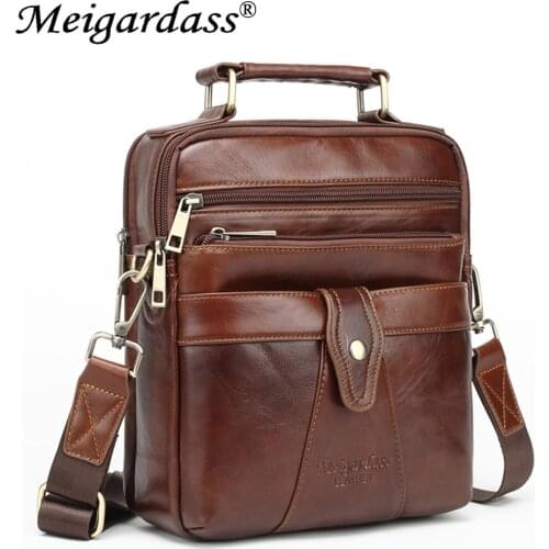 MEIGARDASS Genuine Leather Messenger bags for men Business Handbags Shoulder Bag Crossbody Bag Male Totes Purse iPad Briefcase