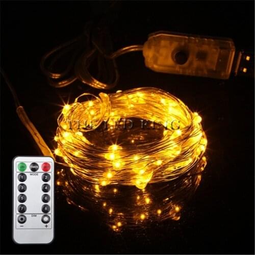 USB 10M 8 Modes 100 LED String Light Christmas Waterproof Copper Wire LED String Fairy Light Battery Powered Remote Control