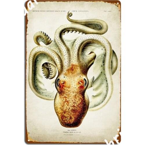 Vintage Octopus Octopus Illustration Poster Metal Plaque Designing Pub Mural Painting Mural Tin Sign Poster