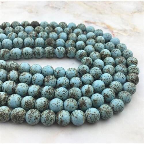 Top Quality Smooth Round Natural Stone Bodhi Turquoises Loose Beads Blue Mala Bodhi Howlite Gem Bead For Jewelry Making Bracelet