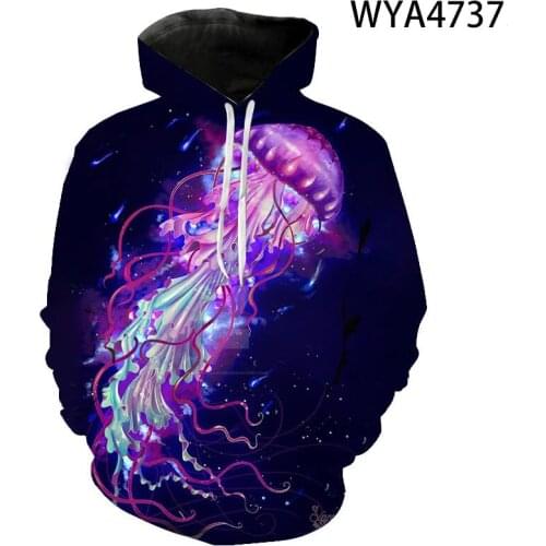 Colorful Jellyfish Hoodie Women Pullover Hiphop Womens Hoodies Oversized Sweatshirts Streetwear Couple Clothing Boys Girls Men