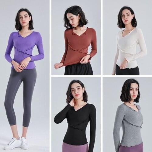 Womens Sports Tops Fitness Clothes Tight-fitting Lace T-shirts Yoga Clothes Thin Solid Running Long Sleeves Shirts Sport Tops