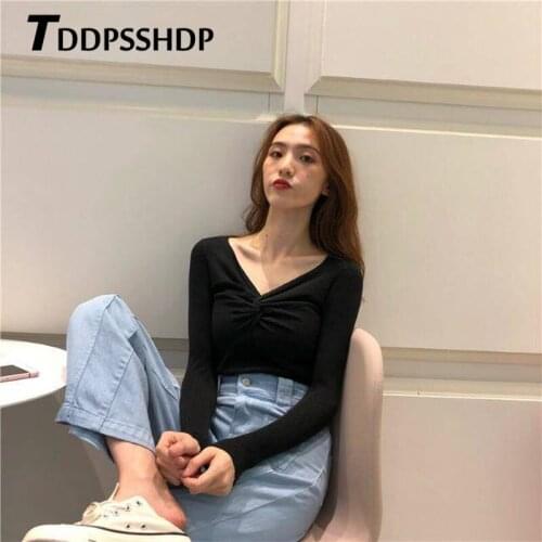2019 Plus Size New Fashion Intersect V Neck Women Sweater Long Sleeve Slim 7 Colors Bottoming Female Sweaters