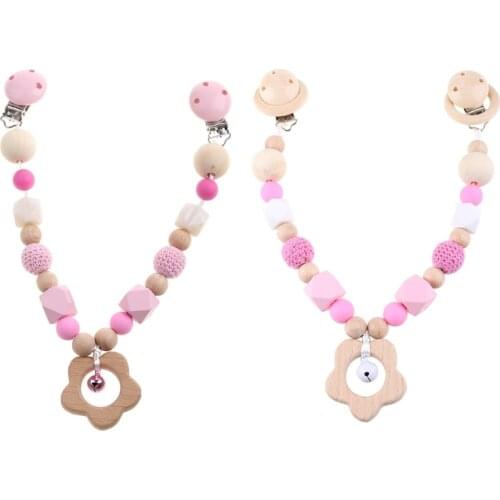 Baby Teether 1pc Wooden Pram Clip Children Stroller Chain Pacifier Mobile Stroller Rattle Play Gym Toys Gifts