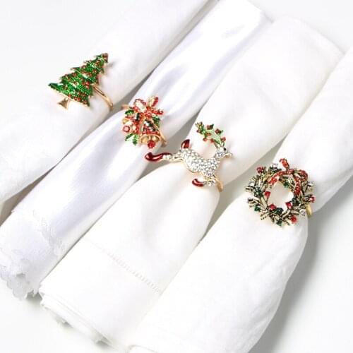 1PC Christmas Napkin Ring Holders Xmas table Decoration for home Metal reindeer horn tissue ring Wedding Banquet Hotel Table Sup