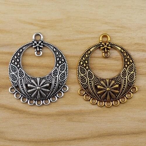 10 Pieces Tibetan Silver/Gold Bohemia Chandelier Multi Connector Charms Pendants for Earrings Necklace Jewelry Making 36x29mm