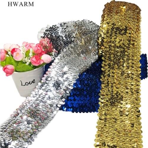 10yard 7.5cm Elastic Sequins Bead African Lace Fabric Strap Dance Dress Accessories Wedding Decoration For Home Sewing Trim