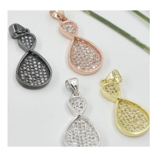 12*24mm crystal micro pave cz zircon cubic zirconia beads copper making silver gold black plated Pendant findings hjfg2