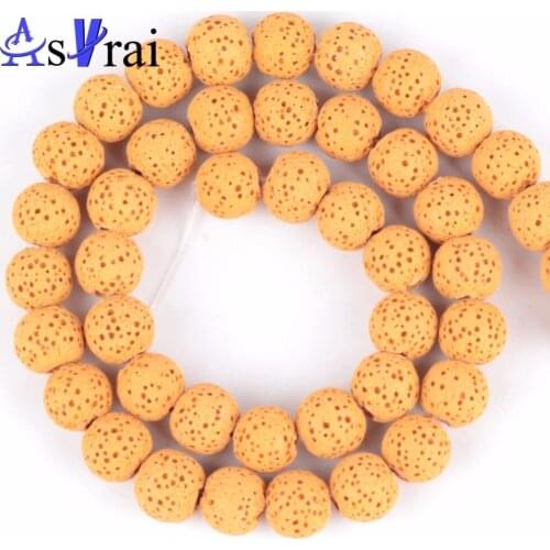 A+ Yellow Lava Stone Round Ball Beads for Jewelry Making 6mm-12mm Natural Volcanic Rock Loose Beads Diy Bracelet Essential Oil