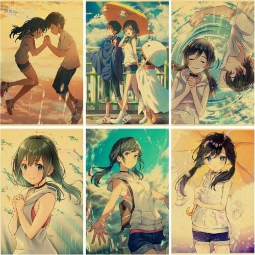 Whethering with You Anime Posters Retro Poster Canvas Painting Wall Art Picture Home Decor Photos for Childrens Room Decor
