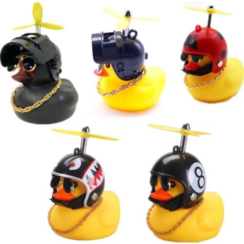 Car Accessories Interior Broken Wind Small Yellow Duck with Helmet Airscrew Cute Wind-breaking Duck Cycling Decoration Ornament