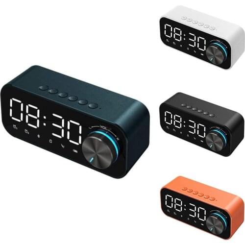 Wireless Bluetooth 5.0 LED Alarm Clock Speaker Support TF Card Bedroom USB Alarm Clock, LED Time Display