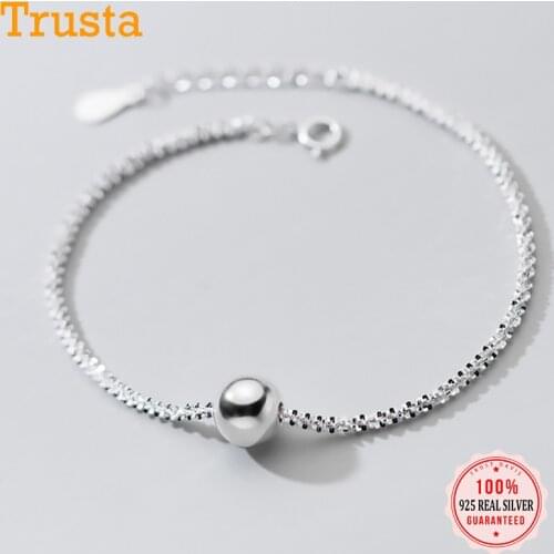Trustdavis Minimalist 925 Sterling Silver 2021 Fashion 8mm Beads Babysbreath Chain Bracelet For Women Wedding Fine Jewelry DB091