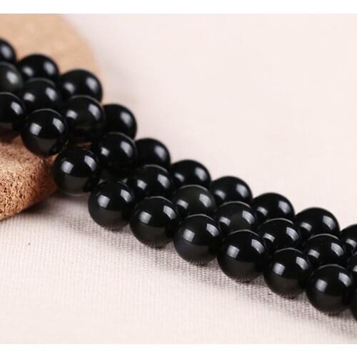 High Quality Glamour black 4mm 6mm 8mm 10mm Natural Stone Beads For DIY bracelet necklace women&men Jewelry Loose Spacer Bead