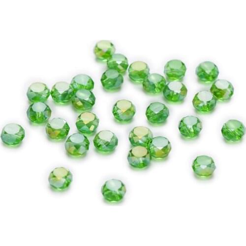 50 Piece Lawngreen AB Color Bread Cut Faceted Crystal Glass Spacer Beads Jewelry Findings 4-8mm