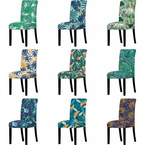 Tropical Plants Chair Cover Removable Spandex Stretch Slipcovers Chair Protection Covers Seat Case For Banquet Wedding Hotel