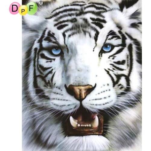 DPF 5D Round full Diamond painting Cross Stitch Diamond Embroidery Needlework blue eyes tiger diamond Mosaic home decor crafts
