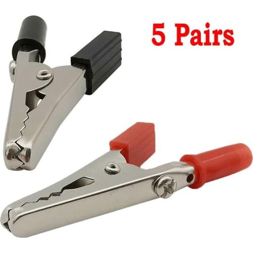 5 Pairs Alligator Clips 55mm Electrical Testing Crocodile Clip Probe 5A clips pinzas coche pinzas cocodrilo klemy do akumulatora