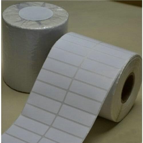 Glossy White PET Label Sticker 40mm x 10mm 5000 Pieces 2 Rows Waterproof tearproof oilproof PET Sticker For Electronic Products