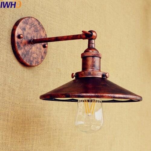 IWHD Rust Industrial Vintage Wall Lamp LED Edison Retro Wall Lights Fixtures Loft Rustic Sconce Stair Light Lampen Arandelas
