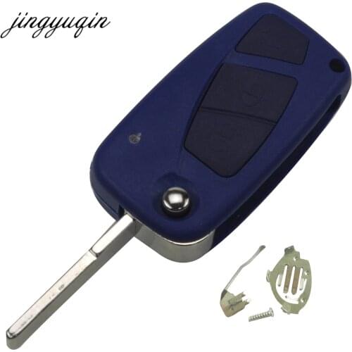 Jingyuqin 10pcs/lot Flip Key Shell for fiat Punto Ducato Stilo Panda Idea Doblo Bravo 3 Buttons Car Remote Alarm Fob Case