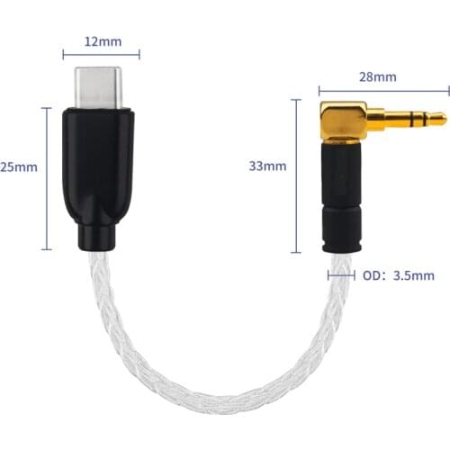 Type-C To 3.5mm L-shaped Plug Headphone Cable AUX Phone Audiophile Hifi Audio Conversion Cord