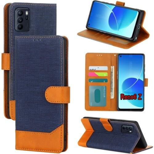 Reno 6 Z Cloth Pattern Phone Leather Case For Oppo Reno6 Z 5G Cover Flip Wallet Magnetic Card Book For Oppo CPH2237 Reno 6Z Case