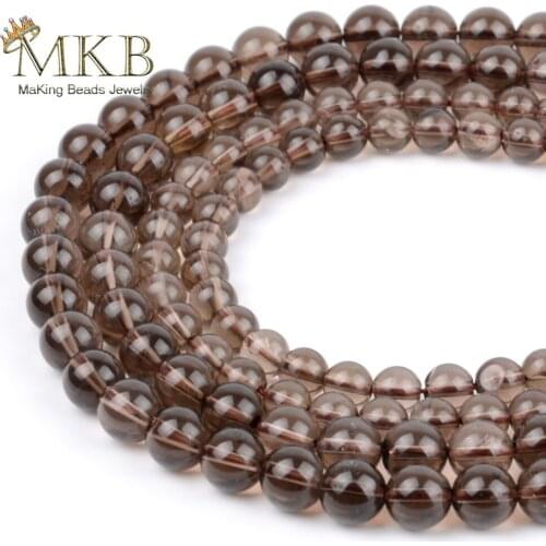 Genuine Natural Stone Smokys Quartz Round Beads For Jewelry 4 6 8 10 12mm Crystal Spacer Beads Diy Bracelet Necklace Wholesale