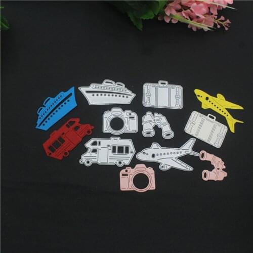 Metal Cutting Dies Steamship Aircraft Bus Trunk Telescope Camera Mold DIY Scrapbook Paper Decor Knife Mould Blade Punch Stencils