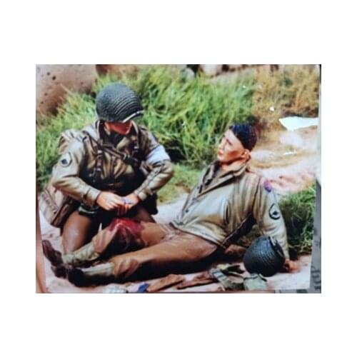 1/35 Scale Models Resin WW2 American Gunner 2 People WWII Figure Unpainted Model Kit Diorama Handmade DIY Fun Gift