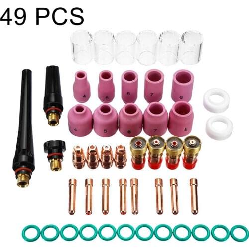 49PCS Welding Torch Stubby Gas Lens For WP-17/18/26 TIG 10 Pyrex Glass Cup Kit Durable Practical Welding Torch Accessories