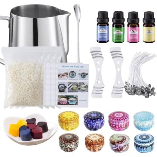 DIY Candle Making Kit Handmade Candle Making Tools Including Soy Wax Can Wick Mixing Spoon DIY Candle Maker Gadget Accessories