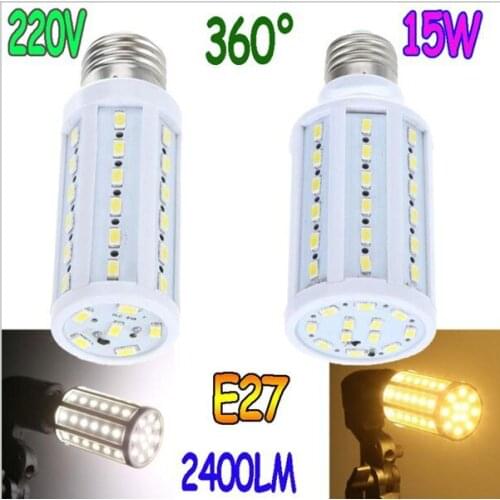Wholesale 5pcs 15W 5630 60LED SMD E27 LED Bulb 220V 110V Warm White Cool White Corn Light Energy Efficient Led Lamp
