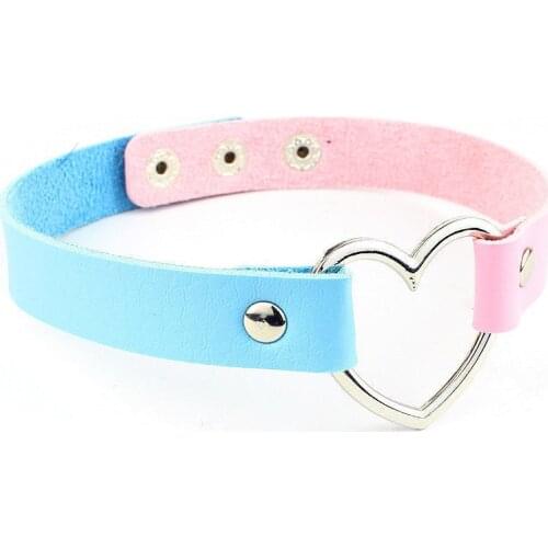 Heart Stainless Steel Chocker Necklaces Charm Female Choker Necklace Trendy Mix Colorful Leather Buckle Belt for Women Collar