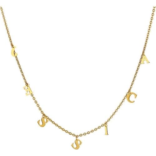Custom Name Necklace Personalized Retro Gothic Gold Initial Letter Choker Necklaces For Women Girl Stainless Steel Jewelry
