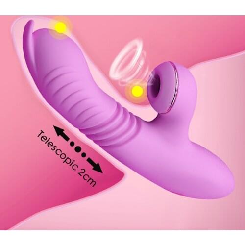Fully Automatic Telescopic Dildo Vibrator Clitoris Sucking Vibrator Orgasm Sex Toy for Women Masturbator Heating Rabbit Vibrator