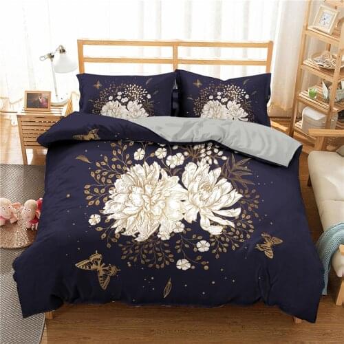 Simplicity 3D Floral Printed Duvet Cover Queen Size Black And White Quilt Cover Bedding Set Pillowcase Single Twin Full King
