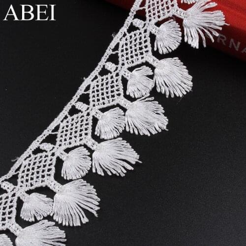 5yards 45mm soluble White Tassel Lace Ribbon Trims For Garments Accessories DIY Wedding Clothes Crafts Handmade Necklace Ribbons