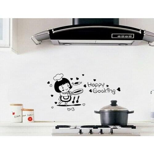 DIY Removable Wall Stickers Kitchen Rules Decal Home Accessories Beautiful Pattern Design Decoration Oil proof +B