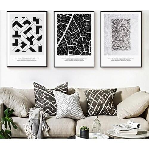 Nordic Decorative Abstract Black And White Geometric Pattern Canvas Art Painting Print Poster Picture Wall Office Home Decor
