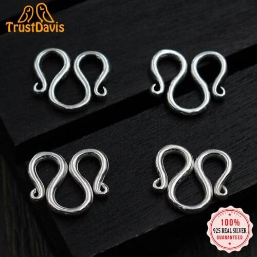 TrustDavis Real 925 Sterling Silver Fashion Bracelet Necklace Connect Button Handmade DIY Accessories Jewelry Wholesale DZ106