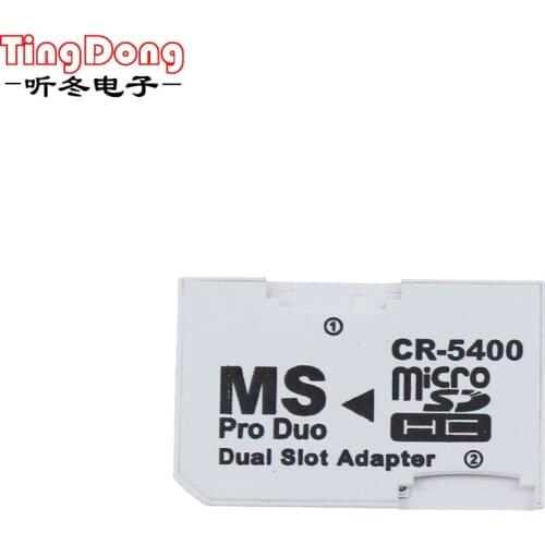 Ting Dong Dual 2 Slot Super Speed Card Reader Micro SD TF to Memory Stick MS Pro Adapter White Duo for Camera PSP