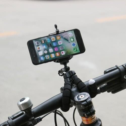 Bicycle Phone Holder Flexible Octopus Phone Camera Holder Tripod Bracket 360 Rotary Stand Mount with Phone Clip