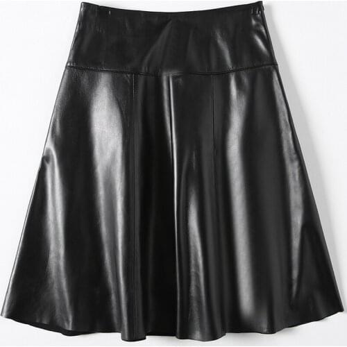 Spring Autumn Genuine Leather Skirts Womens Plus Size Black Real Sheepskin Skirt Elegant Office Ladies Wear 2020 LWL1598